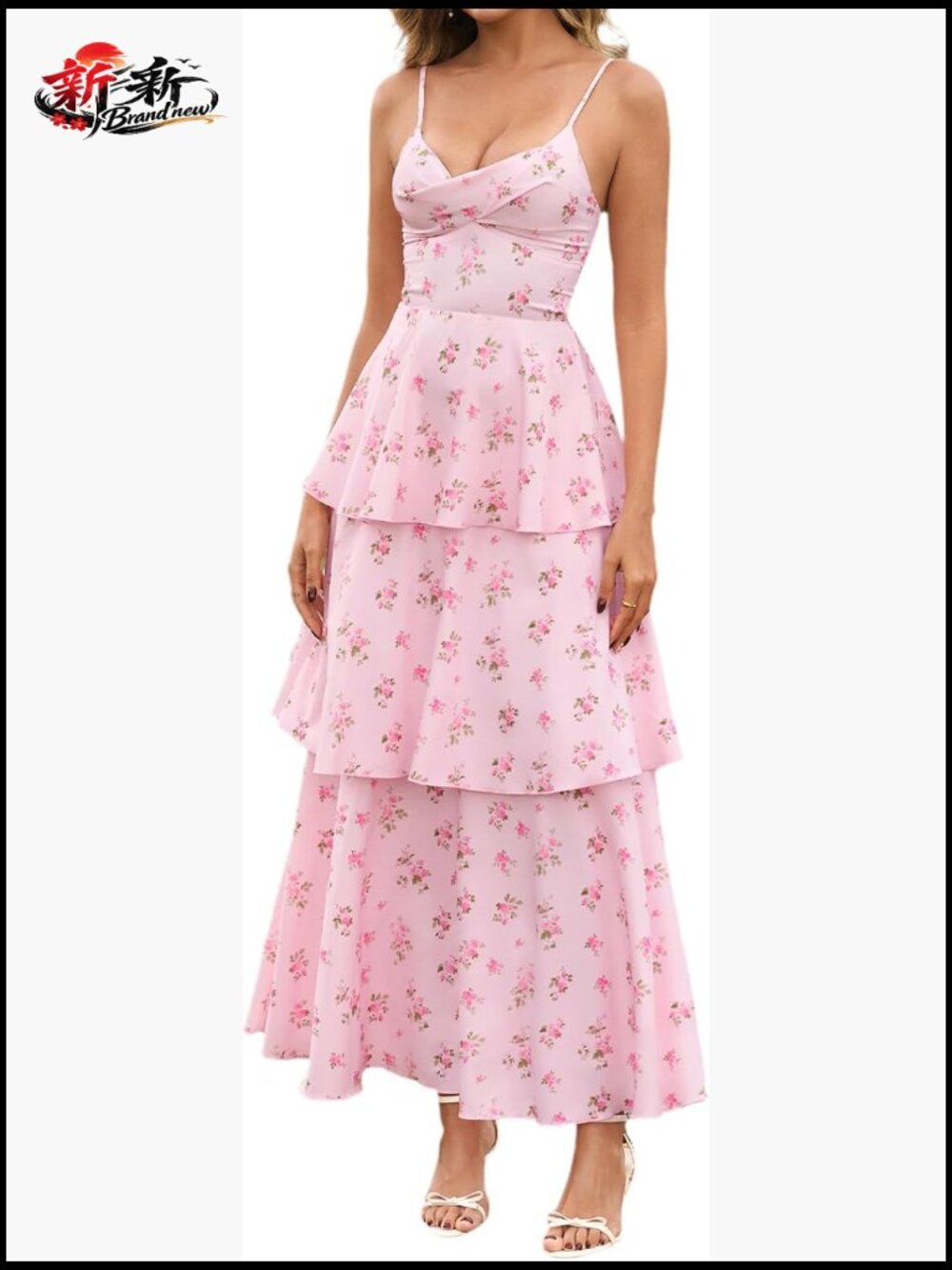 Women's Floral Tiered Maxi Dress V-Neck Backless